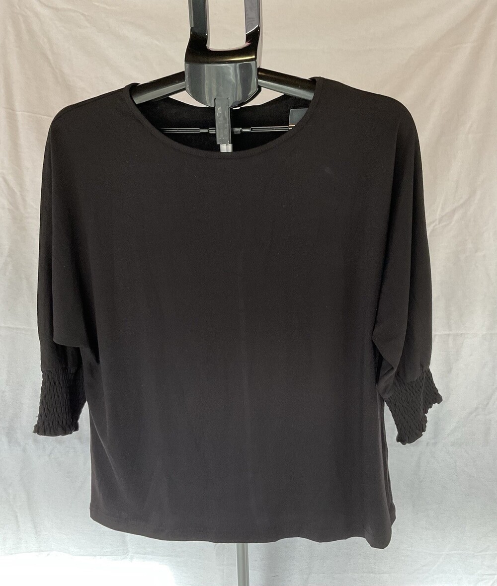Dokotoo Women's, 3/4 Ruffled Sleeve Shirt, Black, NWT, Size Medium